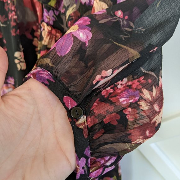 Zara black lace floral tiered ruffle boho dress M - Picture 6 of 11